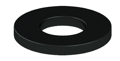 a black washer with a hole in the middle on a white background