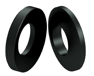 two black rings with holes in them on a white background