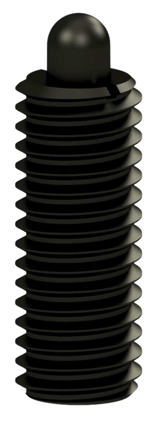 a black screw with a ball on top of it