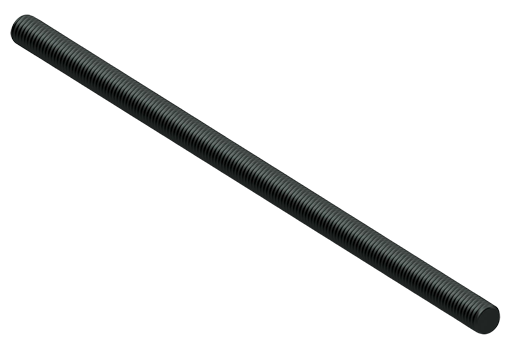 a black threaded metal bar on a white background