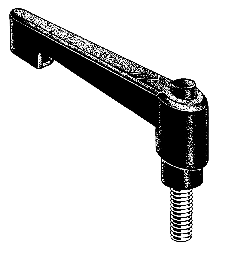 a black and white drawing of a lever on a white background