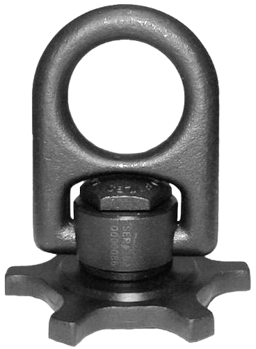 a close up of a metal hoist ring